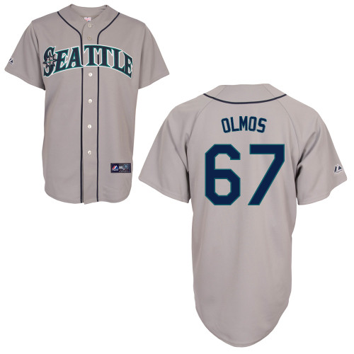 edgar Olmos #67 mlb Jersey-Seattle Mariners Women's Authentic Road Gray Cool Base Baseball Jersey